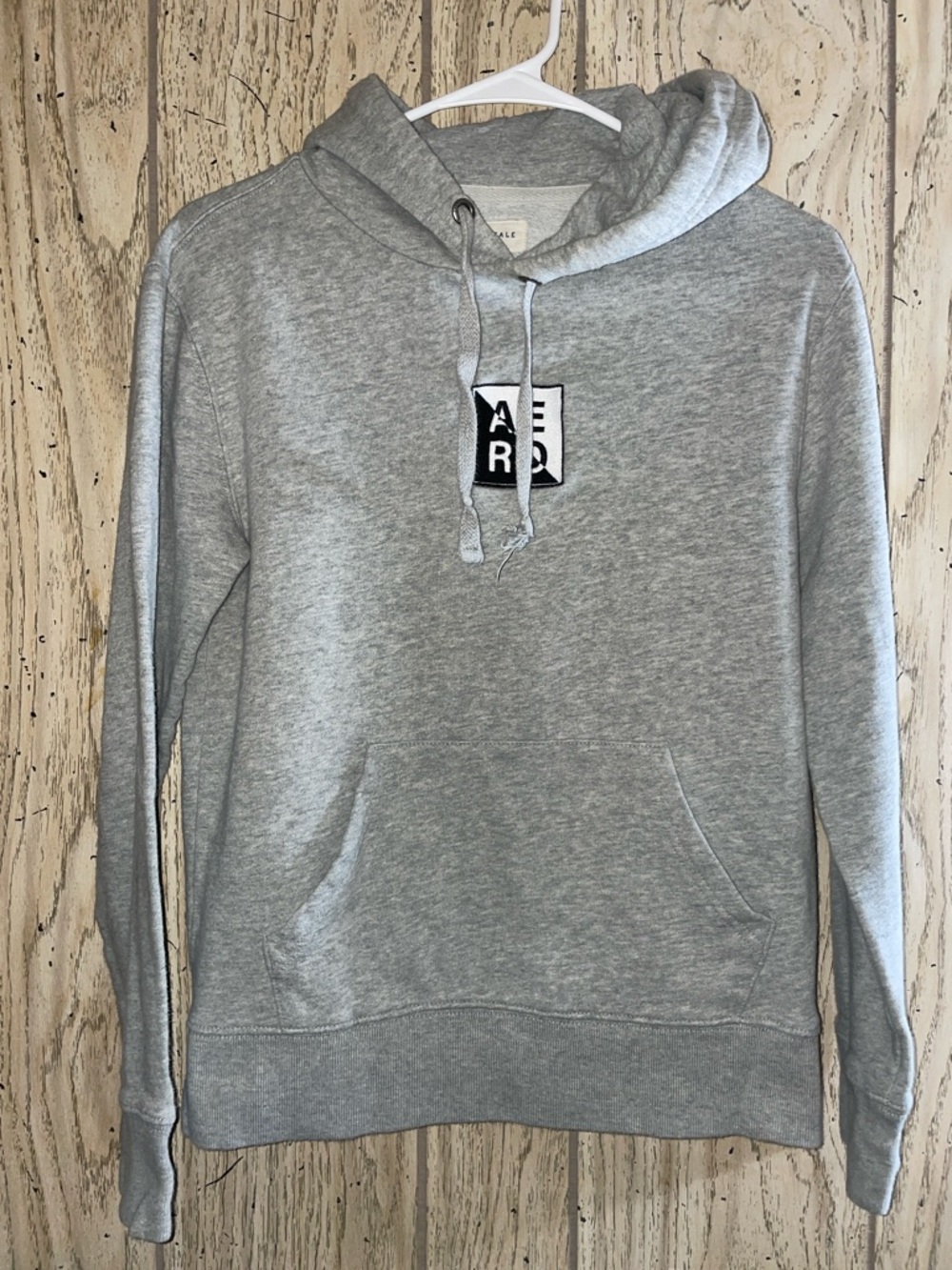 Aeropostale Light Gray Pullover Hoodie with Chest Patch